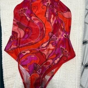 Emilio Pucci Red and Purple One Piece Swimsuit